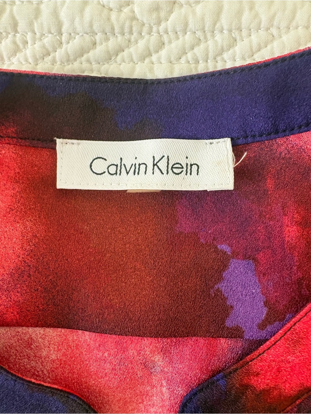 Calvin Klein Red and Purple Watercolor Blouse - Picture 2 of 6